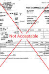Not Acceptable: the credit card receipt covering information